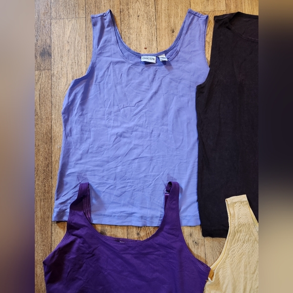 Lot of 4 Chico’s Tanks Size 2 - Purple Blue Brown Yellow - Picture 4 of 6